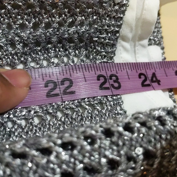 White House Black Market|Sequin Ombre Twofer Crew Neck Sweater Back Slit Shimmer - Picture 8 of 16